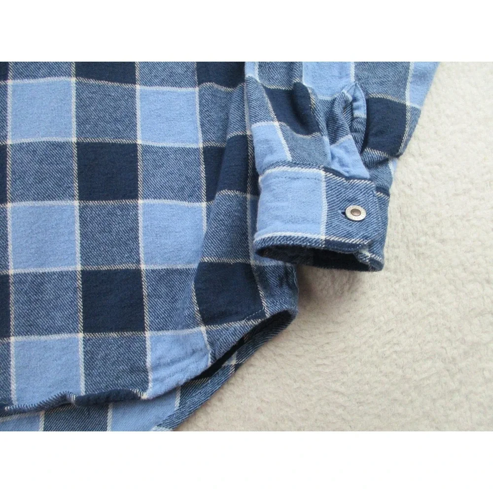 Levis SilverTab Shirt Mens Small Blue Plaid Flannel Oversized Button Down Pocket